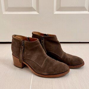 Alberto Fermani Round Toe Zip Up Suede Ankle Boots, Size 38